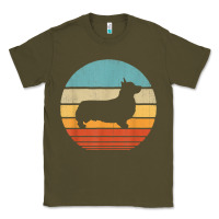 Army Green corgi retro vintage 60s 70s sunset dog lovers men women t shirt Classic Tee - linhVisuals