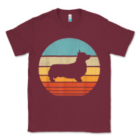 Burgundy corgi retro vintage 60s 70s sunset dog lovers men women t shirt Classic Tee - linhVisuals