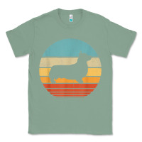 Sage corgi retro vintage 60s 70s sunset dog lovers men women t shirt Classic Tee - linhVisuals