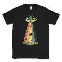 Black vintage alien weed pot leaf ufo abduction marijuana cannabis t shirt Classic Tee - linhVisuals