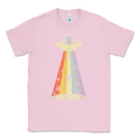 Bubblegum Pink vintage alien weed pot leaf ufo abduction marijuana cannabis t shirt Classic Tee - linhVisuals