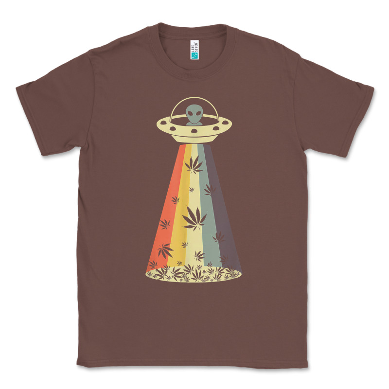 Vintage Alien Weed Pot Leaf Ufo Abduction Marijuana Cannabis T Shirt Classic Tee by linhVisuals | Teevron