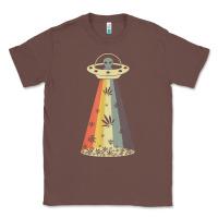 Chestnut vintage alien weed pot leaf ufo abduction marijuana cannabis t shirt Classic Tee - linhVisuals