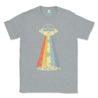 Heather Grey vintage alien weed pot leaf ufo abduction marijuana cannabis t shirt Classic Tee - linhVisuals