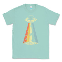 Seafoam vintage alien weed pot leaf ufo abduction marijuana cannabis t shirt Classic Tee - linhVisuals
