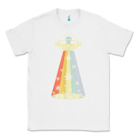 White vintage alien weed pot leaf ufo abduction marijuana cannabis t shirt Classic Tee - linhVisuals