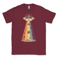 Burgundy vintage alien weed pot leaf ufo abduction marijuana cannabis t shirt Classic Tee - linhVisuals