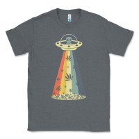 Charcoal Heather vintage alien weed pot leaf ufo abduction marijuana cannabis t shirt Classic Tee - linhVisuals