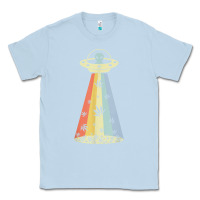 Dusty Blue vintage alien weed pot leaf ufo abduction marijuana cannabis t shirt Classic Tee - linhVisuals