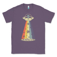 Lavender vintage alien weed pot leaf ufo abduction marijuana cannabis t shirt Classic Tee - linhVisuals