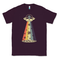 Plum vintage alien weed pot leaf ufo abduction marijuana cannabis t shirt Classic Tee - linhVisuals