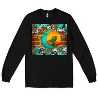 Black sunflower desert cactus turquoise crescent Long Sleeve Tee - Artiststas
