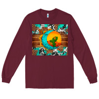 Burgundy sunflower desert cactus turquoise crescent Long Sleeve Tee - Artiststas