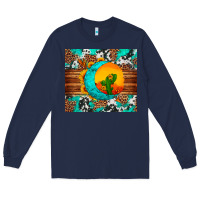 Navy sunflower desert cactus turquoise crescent Long Sleeve Tee - Artiststas
