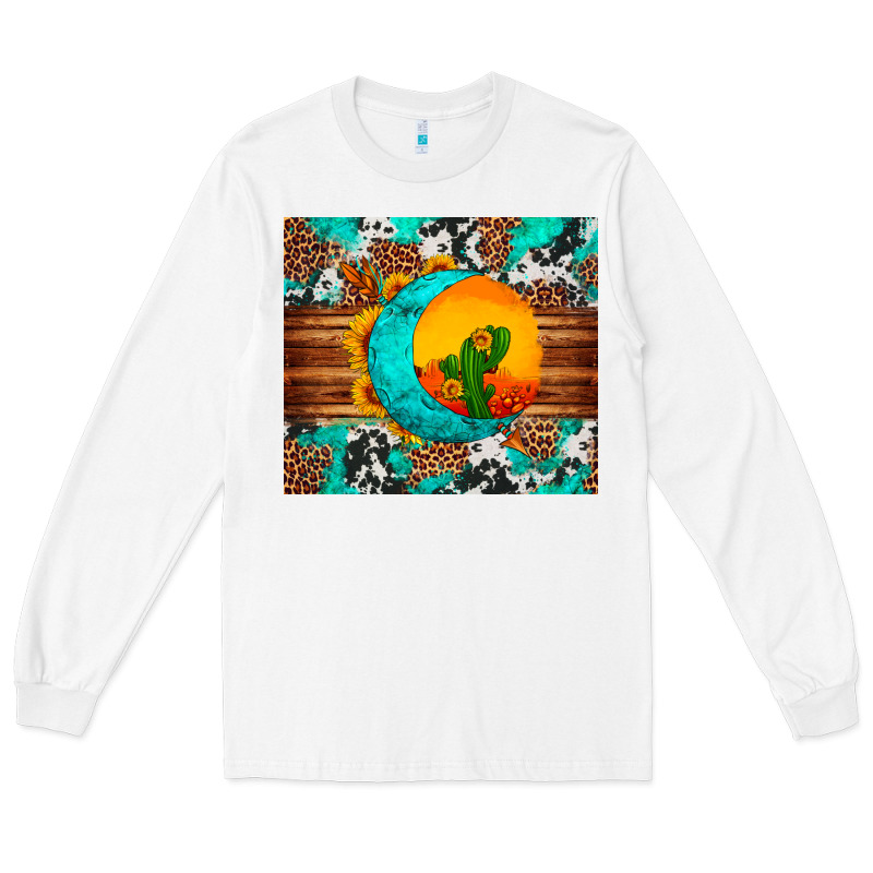 Sunflower Desert Cactus Turquoise Crescent Long Sleeve Tee by Artiststas | Teevron