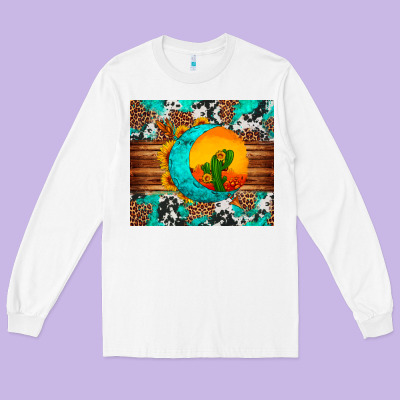 Sunflower Desert Cactus Turquoise Crescent Long Sleeve Tee Designed By Artiststas