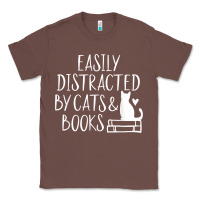 Chestnut easily distracted by cats and books   cute book lover t shirt Classic Tee - linhVisuals