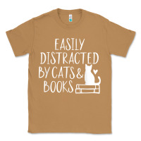 Toasted Coconut easily distracted by cats and books   cute book lover t shirt Classic Tee - linhVisuals