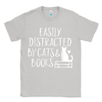 Moon Dust easily distracted by cats and books   cute book lover t shirt Classic Tee - linhVisuals