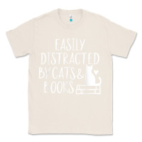 Natural easily distracted by cats and books   cute book lover t shirt Classic Tee - linhVisuals
