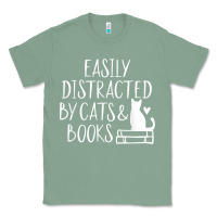 Sage easily distracted by cats and books   cute book lover t shirt Classic Tee - linhVisuals