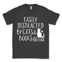 Smoke easily distracted by cats and books   cute book lover t shirt Classic Tee - linhVisuals