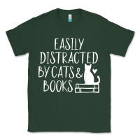 Sports Green easily distracted by cats and books   cute book lover t shirt Classic Tee - linhVisuals