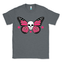 Charcoal Heather butterfly skull Classic Tee - linhVisuals