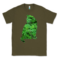 Army Green funny cannabis & cat lover marijuana weed smoker art t shirt Classic Tee - linhVisuals