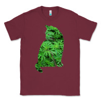 Burgundy funny cannabis & cat lover marijuana weed smoker art t shirt Classic Tee - linhVisuals