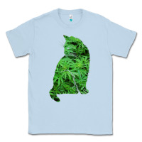 Dusty Blue funny cannabis & cat lover marijuana weed smoker art t shirt Classic Tee - linhVisuals