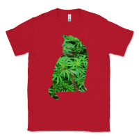 Red funny cannabis & cat lover marijuana weed smoker art t shirt Classic Tee - linhVisuals