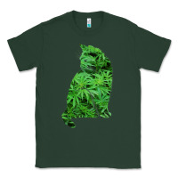 Sports Green funny cannabis & cat lover marijuana weed smoker art t shirt Classic Tee - linhVisuals