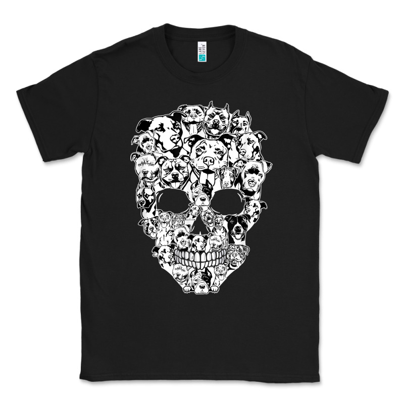 Funny Pitbull Skull Dog Skeleton Halloween T Shirt Classic Tee by linhVisuals | Teevron