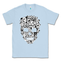 Dusty Blue funny pitbull skull dog skeleton halloween t shirt Classic Tee - linhVisuals