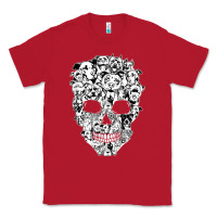 Red funny pitbull skull dog skeleton halloween t shirt Classic Tee - linhVisuals