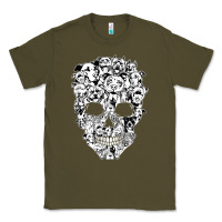 Army Green funny pitbull skull dog skeleton halloween t shirt Classic Tee - linhVisuals