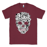 Burgundy funny pitbull skull dog skeleton halloween t shirt Classic Tee - linhVisuals