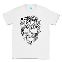 White funny pitbull skull dog skeleton halloween t shirt Classic Tee - linhVisuals