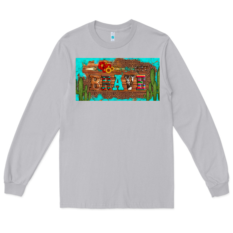 Brave Turquoise Leopard Cactus And Floral Arrow Licanse Plate Long Sleeve Tee by Artiststas | Teevron