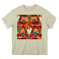 Mossy bull skull cactus seamless pattern Heavy Core Tee - BundleAndBundleShop