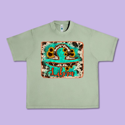 Libra Turquoise Cowhide Urban Heavy Tee Designed By Ranaportraitstore