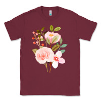 Burgundy Bouquet Floral Classic Tee - linhVisuals