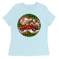 Baby Blue christmas gnomes truck Ladies Tee - Artiststas