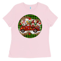 Bubblegum Pink christmas gnomes truck Ladies Tee - Artiststas