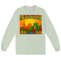 Matcha desert sunset with cactus sunflowers and leopard Long Sleeve Tee - Artiststas