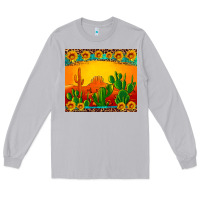 Moon Dust desert sunset with cactus sunflowers and leopard Long Sleeve Tee - Artiststas