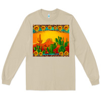 Mushroom desert sunset with cactus sunflowers and leopard Long Sleeve Tee - Artiststas