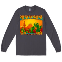 Smoke desert sunset with cactus sunflowers and leopard Long Sleeve Tee - Artiststas