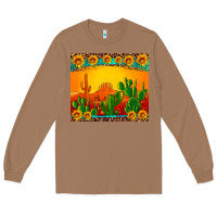 Toasted Coconut desert sunset with cactus sunflowers and leopard Long Sleeve Tee - Artiststas